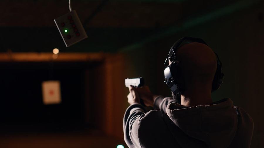 Shooter taking aim on the range